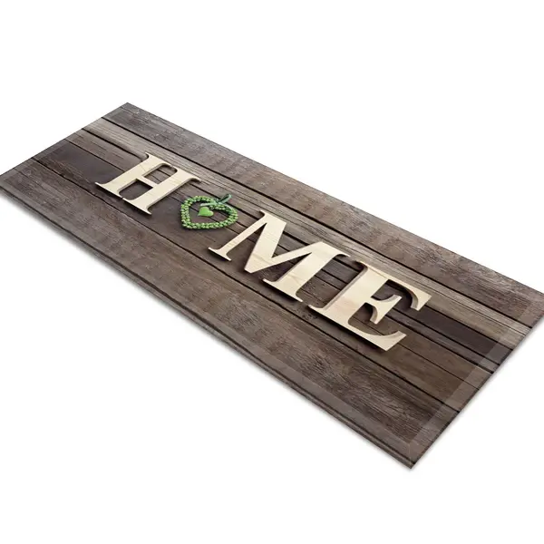 Glass Table Runner in Home and Green Heart - 80cm Wide x 30cm High