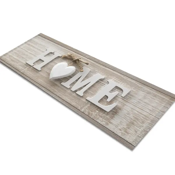 Glass Table Runner in Home and White Heart - 80cm Wide x 30cm High