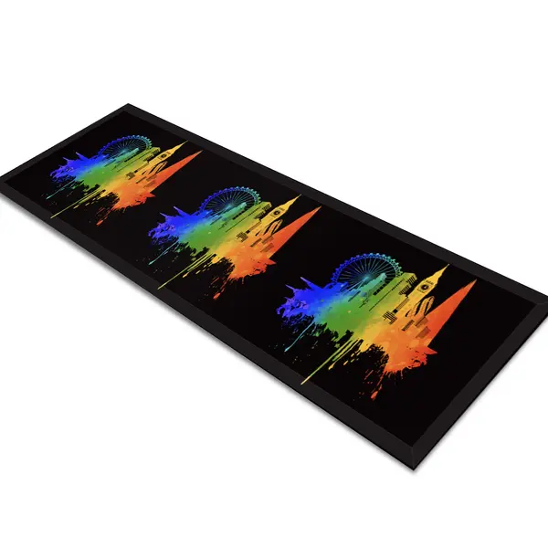 Glass Table Runner in 'Pride' London on Black - 80cm Wide x 30cm High