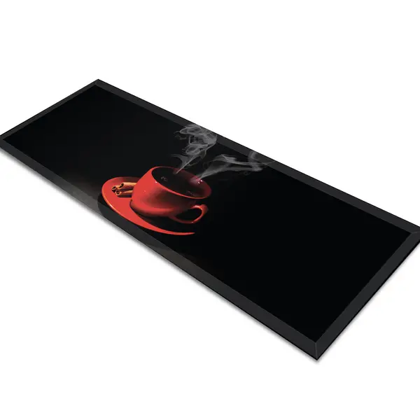 Glass Table Runner in Red Coffee Cup - 80cm Wide x 30cm High