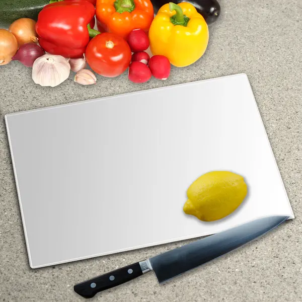 High Gloss White Toughened Glass Worktop Saver Chopping Board