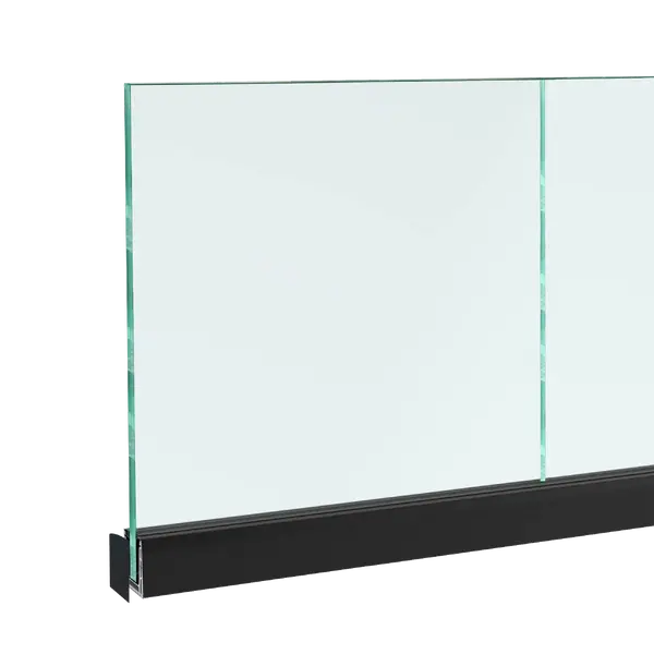 Frameless Glass Balustrade Quick-Fit Adjustable Black Anodised Aluminium Channel (12–17.5mm) – 2.5m