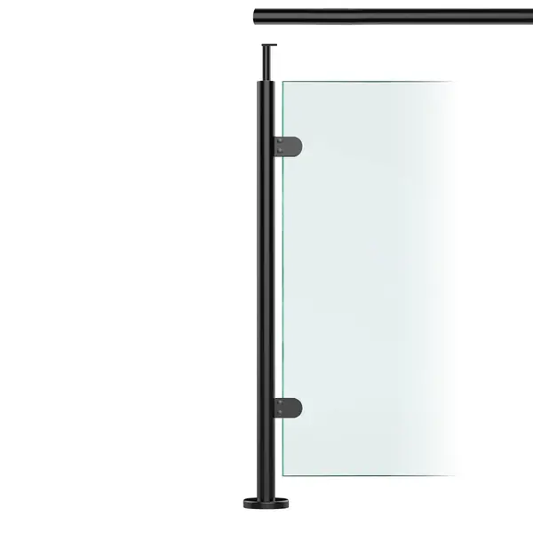 Premier Range Stainless Steel Glass Balustrade Black End Post for Rail (1100mm X 42.4mm X 2mm)