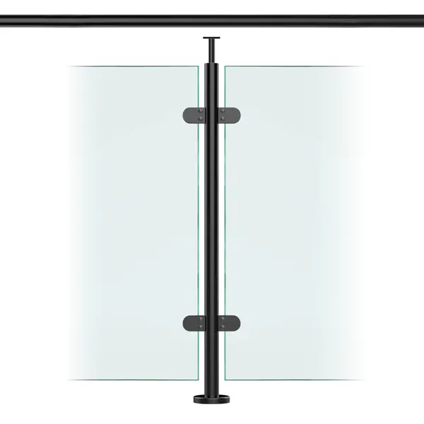 Premier Range Stainless Steel Glass Balustrade Black Mid Post for Rail (1100mm X 42.4mm X 2mm)