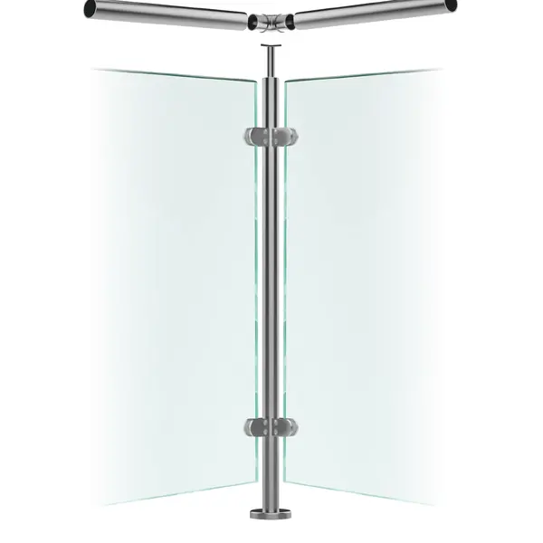 Premier Range 316 Stainless Steel Glass Balustrade Corner Post For Rail (1100mm X 42.4mm X 2mm)