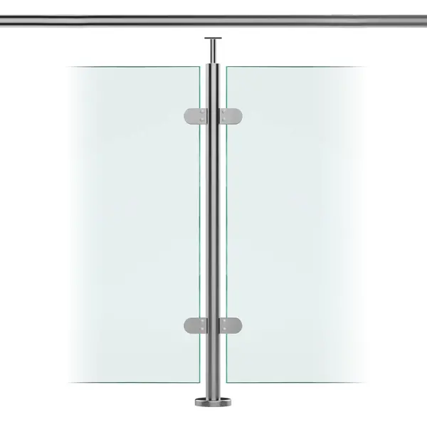 Premier Range 316 Stainless Steel Glass Balustrade Mid Post For Rail (1100mm X 42.4mm X 2mm)