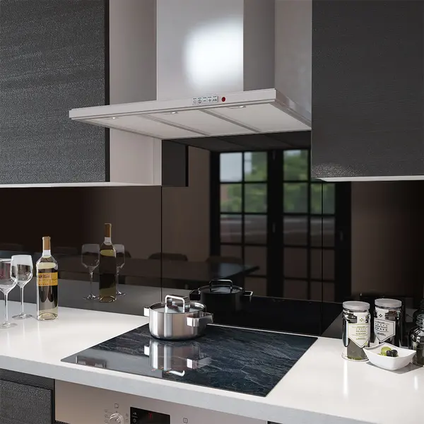 Black - Kitchen Glass Splashback - 30cm Wide x 40cm High