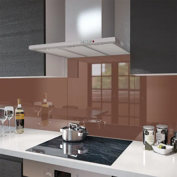 Chocolate Brown - Kitchen Glass Splashback - 30cm Wide x 40cm High