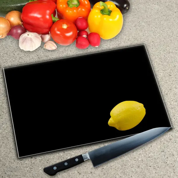 Black Toughened Glass Worktop Saver Chopping Board