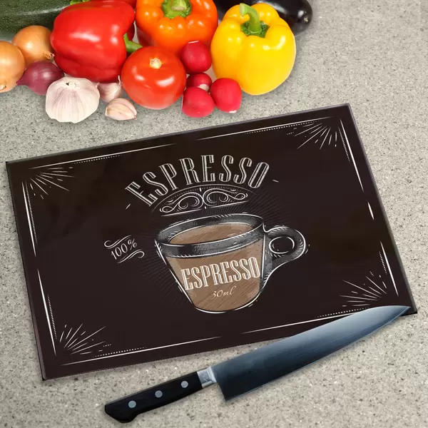 Glass Chopping Board - Worktop Saver In Espresso Coffee
