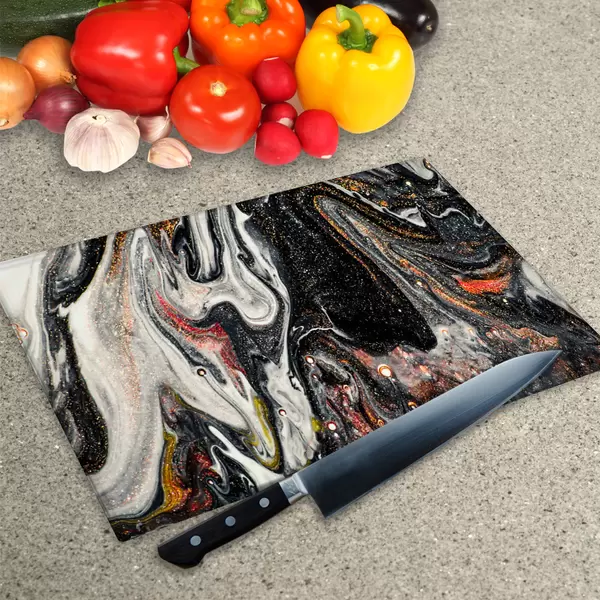 Glass Chopping Board - Worktop Saver In Liquid Black