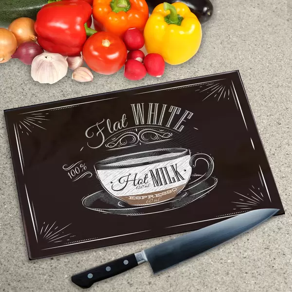 Glass Chopping Board - Worktop Saver In Flat White Coffee