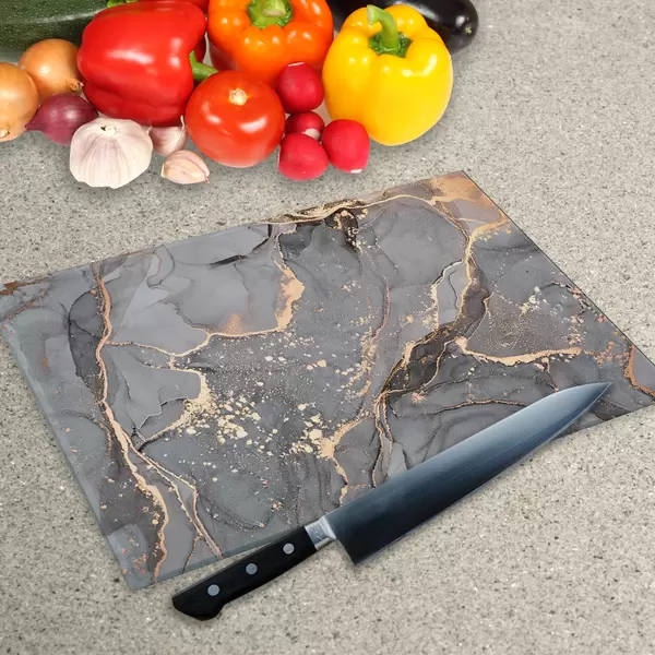 Glass Chopping Board - Worktop Saver In Liquid Grey