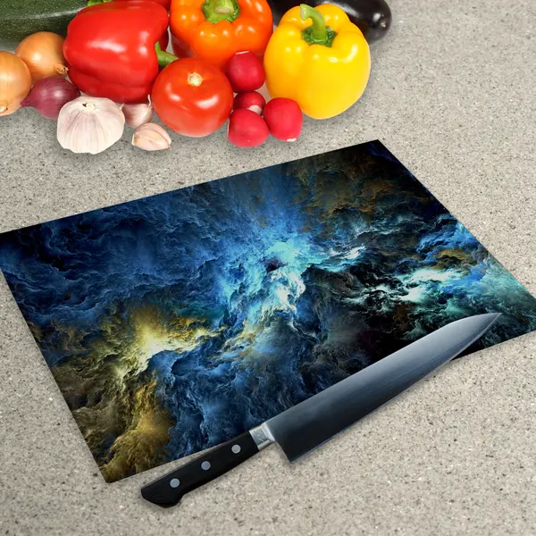 Glass Chopping Board - Worktop Saver In Perfect Storm