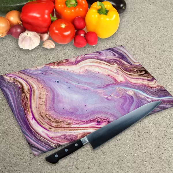 Glass Chopping Board - Worktop Saver In Liquid Amethyst