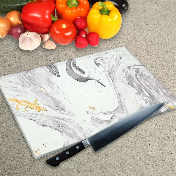 Glass Chopping Board - Worktop Saver In Liquid Azurite