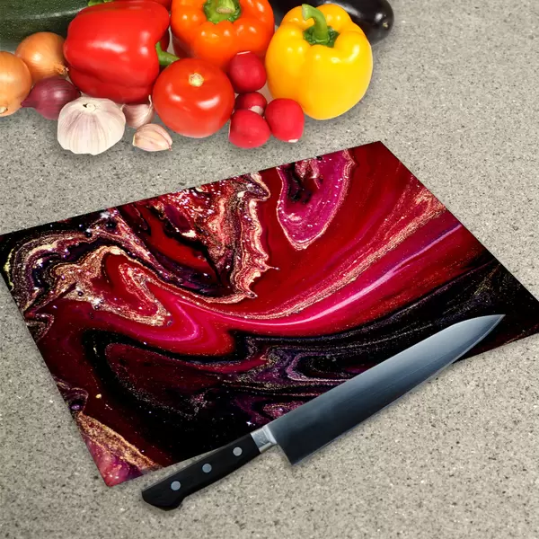 Glass Chopping Board - Worktop Saver In Liquid Lava