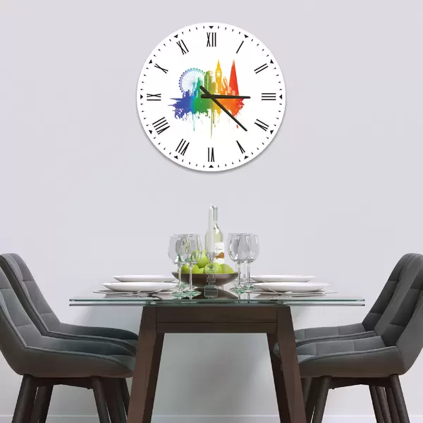 Glass Clock in 'Pride' London on White - 30cm Wide