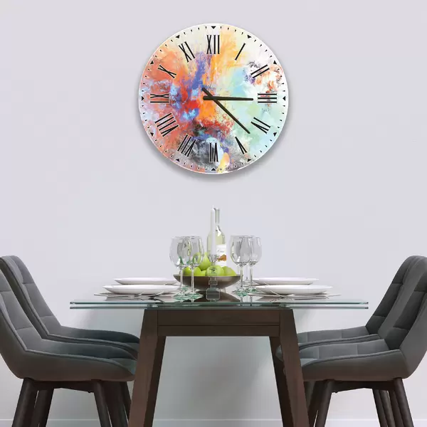 Glass Clock in Abstract Sky - 30cm Wide