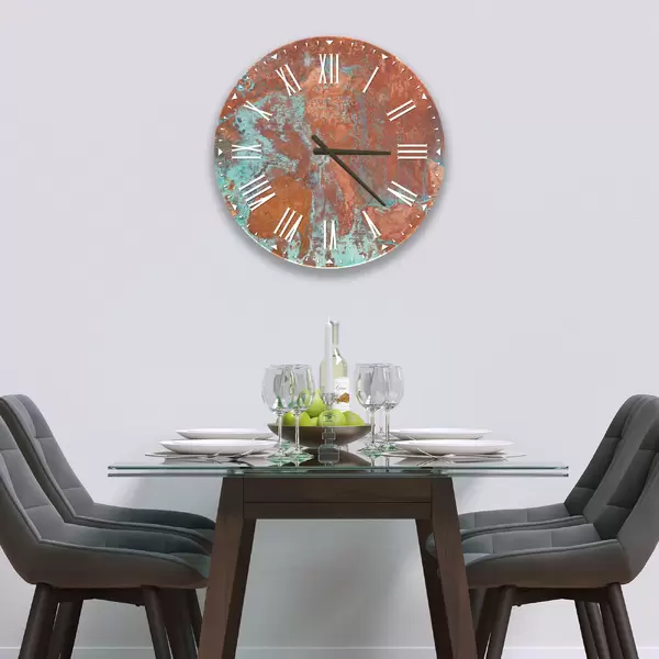 Glass Clock in Aged Copper - 30cm Wide