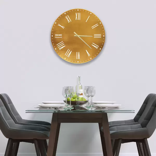 Glass Clock in Antique Gold - 30cm Wide