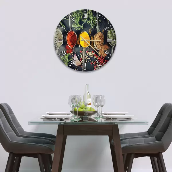 Glass Clock in Asian Spices - 30cm Wide