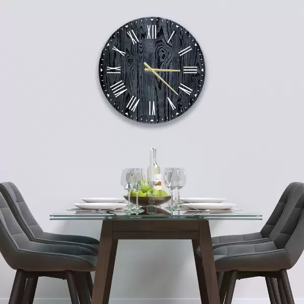 Glass Clock in Black Ash - 30cm Wide