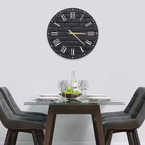Glass Clock in Black Brick - 30cm Wide