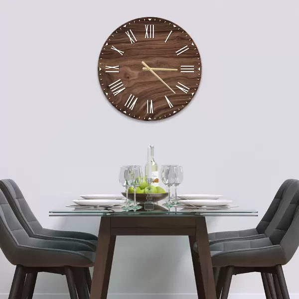 Glass Clock in Black Walnut - 30cm Wide