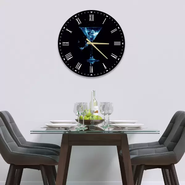 Glass Clock in Blue Gin - 30cm Wide