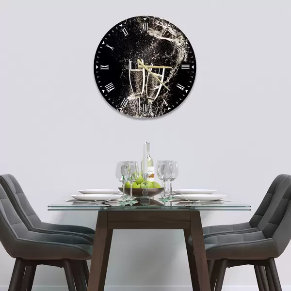 Glass Clock in Champagne Toast - 30cm Wide
