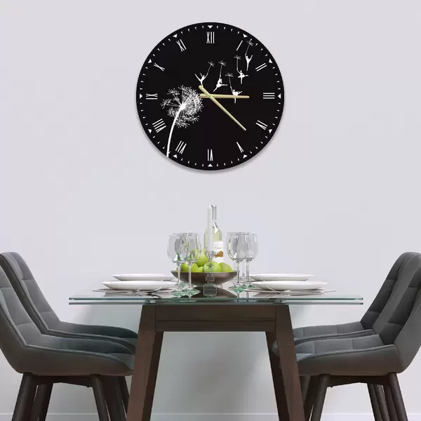 Glass Clock in Dandelion Ballet - 30cm Wide