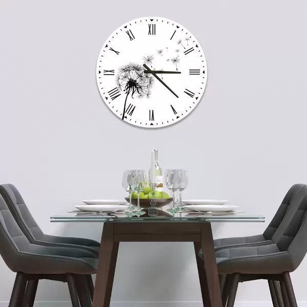 Glass Clock in Dandelion White - 30cm Wide
