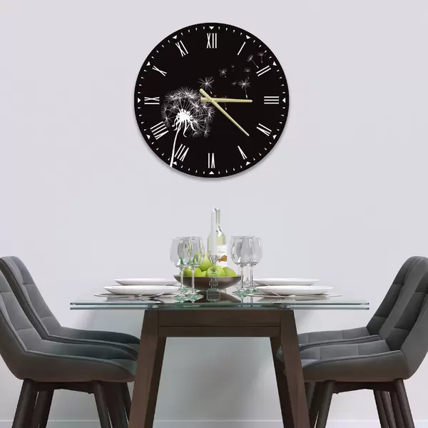 Glass Clock in Dandelion - 30cm Wide
