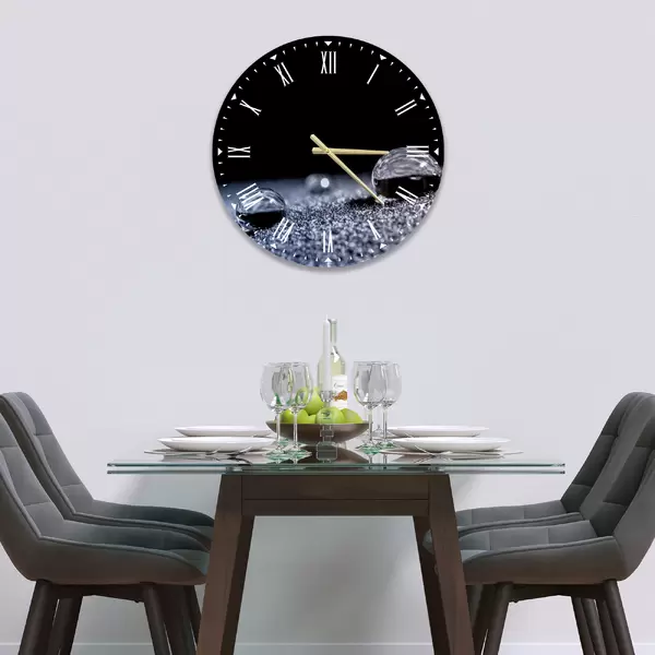 Glass Clock in Deep Space Droplets - 30cm Wide