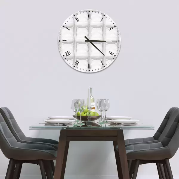 Glass Clock in Glass Brick - 30cm Wide