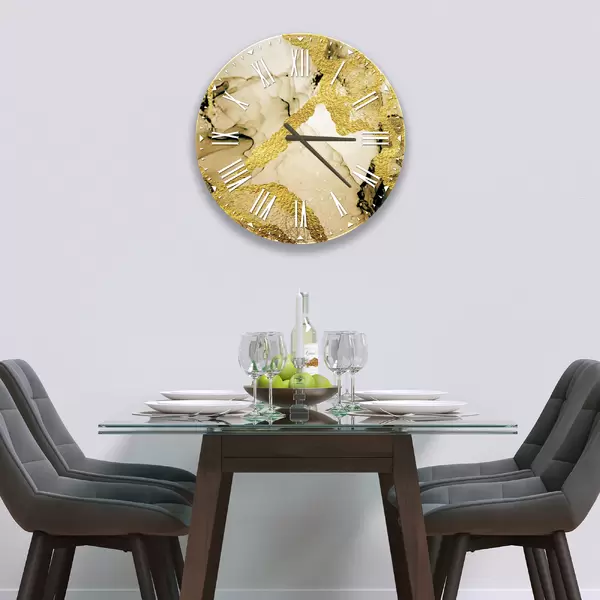 Glass Clock in Gold Sands - 30cm Wide