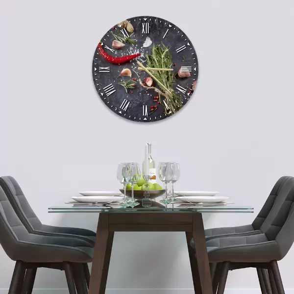 Glass Clock in Herbs and Spices - 30cm Wide