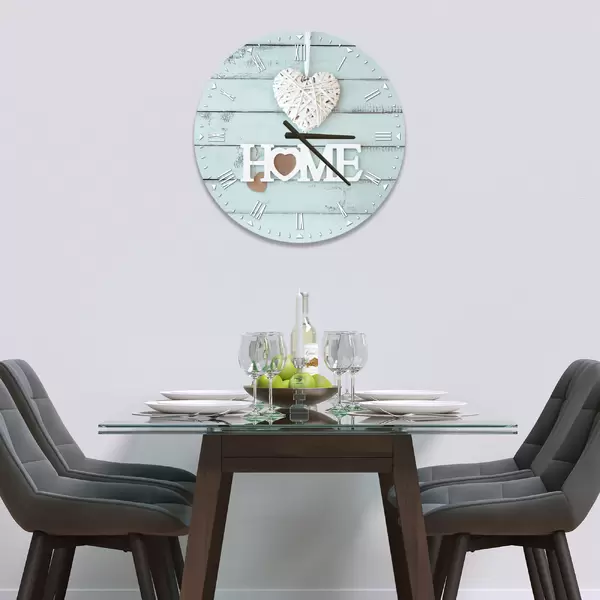 Glass Clock in Home Is Where The Heart Is - 30cm Wide