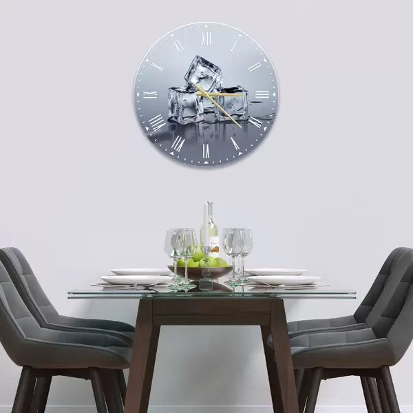 Glass Clock in Ice Cubes - 30cm Wide