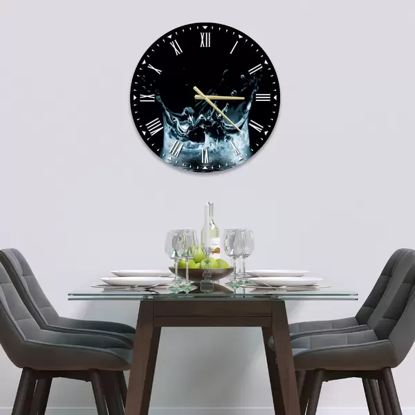 Glass Clock in Lake Splash - 30cm Wide