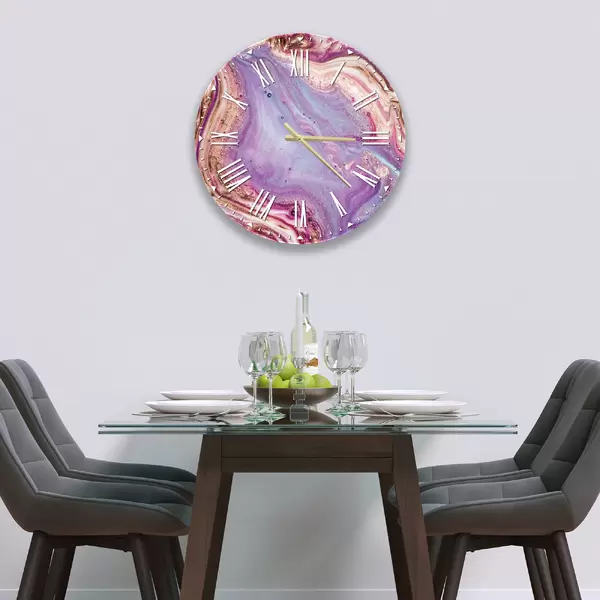 Glass Clock in Liquid Amethyst - 30cm Wide