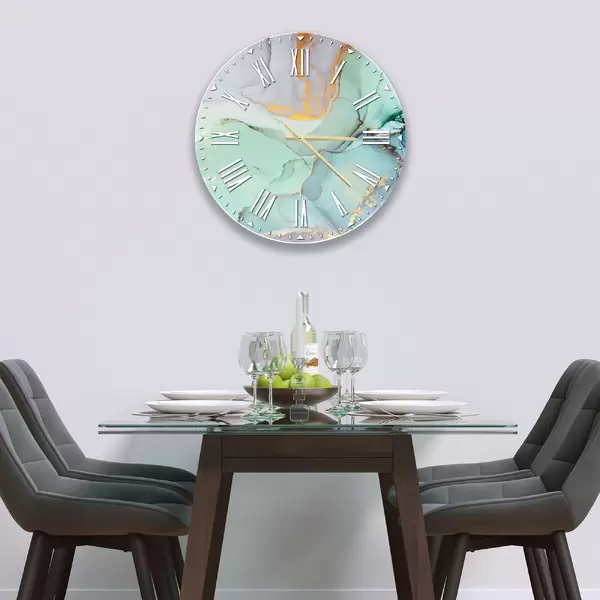 Glass Clock in Liquid Aquamarine - 30cm Wide