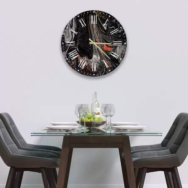 Glass Clock in Liquid Black - 30cm Wide