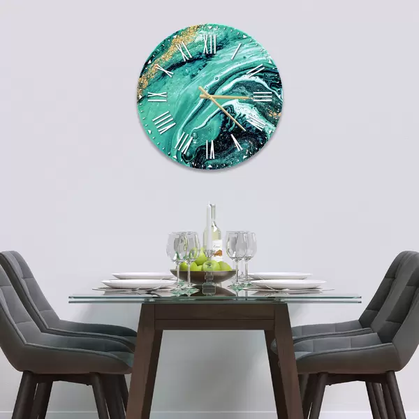 Glass Clock in Liquid Emerald - 30cm Wide