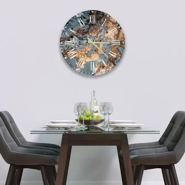 Glass Clock in Liquid Gold - 30cm Wide