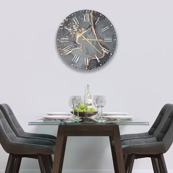 Glass Clock in Liquid Grey - 30cm Wide
