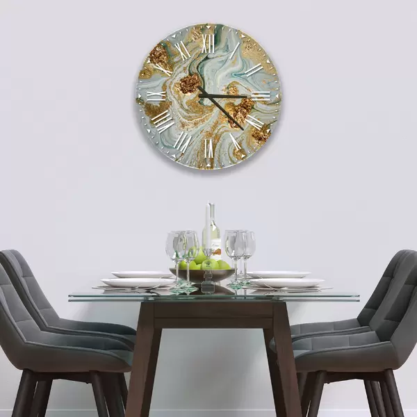 Glass Clock in Liquid Jade - 30cm Wide