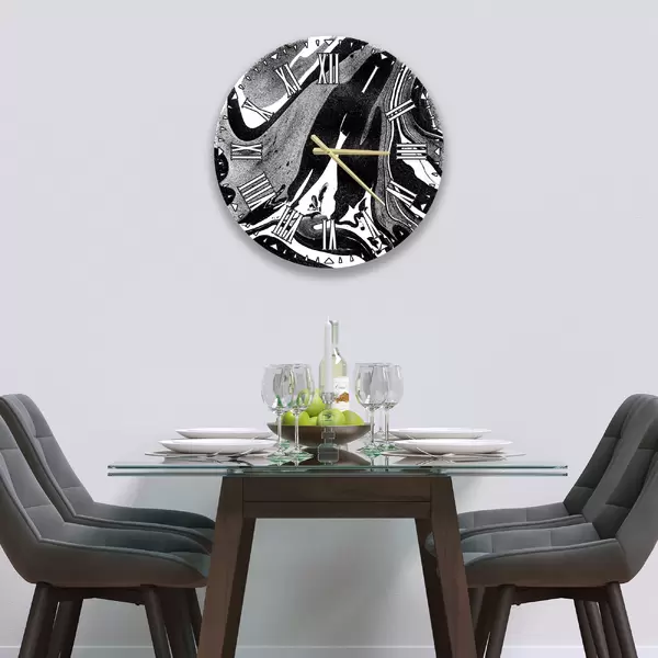 Glass Clock in Liquid Onyx - 30cm Wide