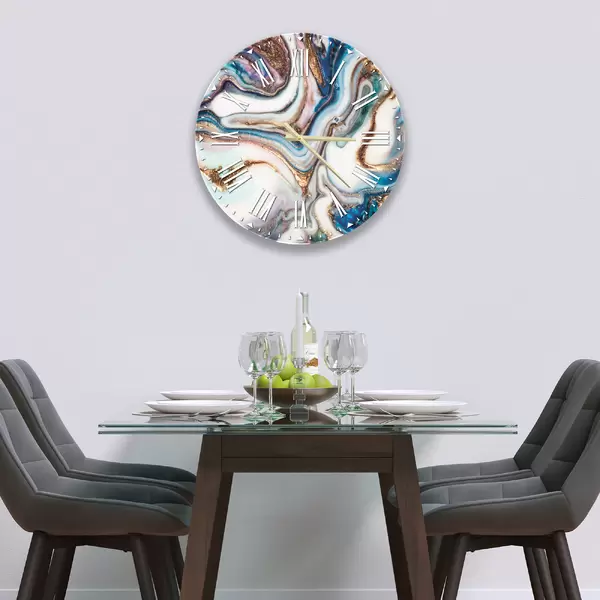 Glass Clock in Liquid Pearl - 30cm Wide